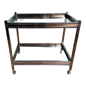 Mid 20th Century Romeo Rega Style Italian Brass and Steel Bar Cart