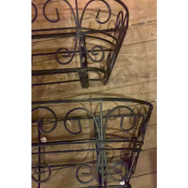 Mid-Century Modern Mid-20th Century Wrought Iron Wall Planters, Pair of Decorative Boxes For Sale - Image 3 of 12