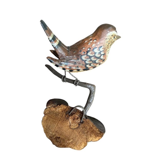 Folk Art Austrian Folk Art Carved Wood Wren #94, 1930s For Sale - Image 3 of 4
