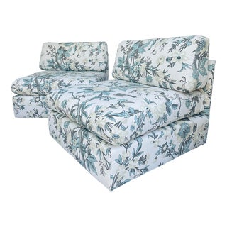 Vintage Chinoiserie Slipper Chairs in New Custom Upholstery, a Pair For Sale