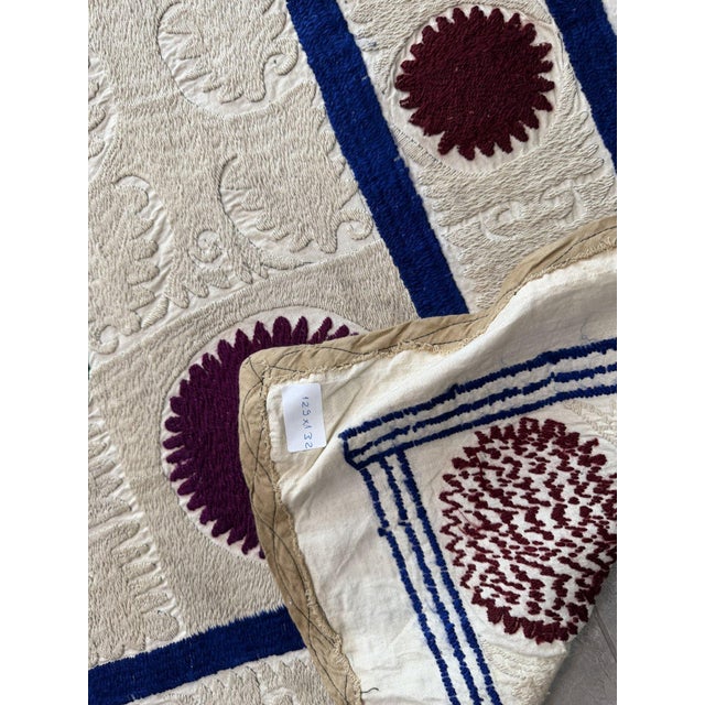 Asian Suzani Tablecloth — 1970s Textile — 4'3'' X 4'4'' For Sale - Image 10 of 10