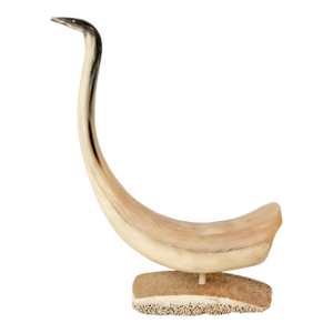 Vintage Carved Horn Crane Sculpture