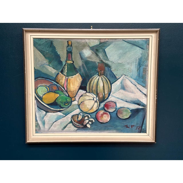 D. K, Wine and Fruit, 1956, Oil on Panel, Framed For Sale - Image 13 of 18
