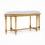 The generous oval upholstered seat rests above a finely carved gilt wood frame with a classic fluted frieze. Six slender...