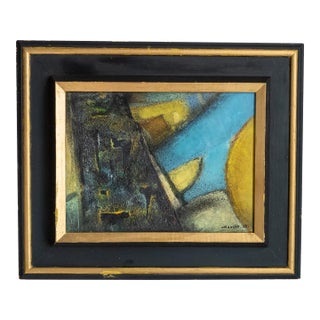 1960's Mid-Century Modern Geometric Abstract Painting by Pierre Havret, 1965 For Sale