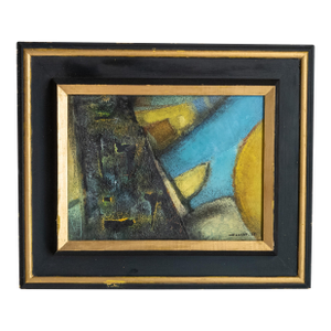 1960's Mid-Century Modern Geometric Abstract Painting by Pierre Havret, 1965