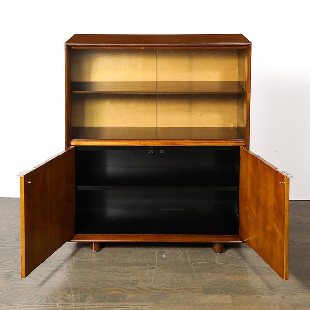 Art Deco Art Deco Walnut Cabinet With Lucite Pulls & Glass Front by Gilbert Rohde For Sale - Image 3 of 17