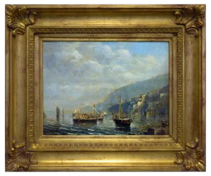 Luigi Basile, Marina, 1980s, Oil Painting, Framed