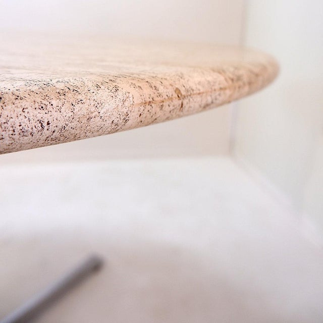 Round Travertine Dining Table with Chrome Base, 1970s For Sale - Image 6 of 16
