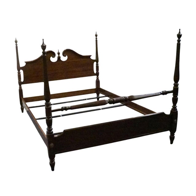 ETHAN ALLEN Georgian Court Collection Solid Cherry Traditional Style Queen Size Four Poster Bed 11-5654 66" High 65" Wide...
