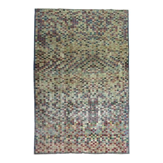 Zabihi Collection Worn Turkish Checker Motif Deco Room Rug For Sale