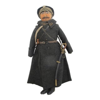 Russian Wood & Wool Soviet Union Toy Male Soldier Handmade Doll For Sale