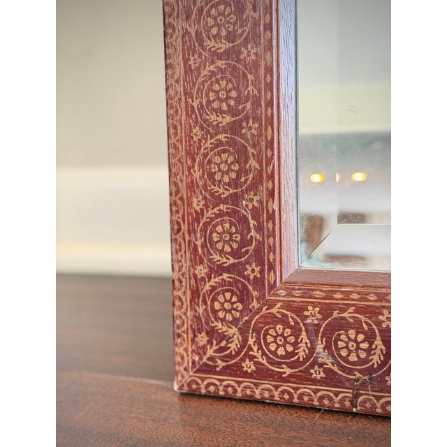Pair of Vintage Hand-Painted Parcel Gilt Wood Mirrors in the Style of Moorish, Anglo-Indian & Aesthetic Movement Design For Sale - Image 4 of 6