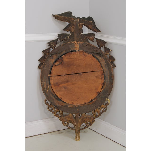 Antique Federal 18th C. Gold Gilt Convex Bullseye Wall Mirror For Sale - Image 12 of 12