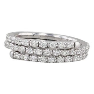 0.60ctw Diamond Wrap Coiled Band Bypass Ring 14k White Gold Flexible Size For Sale