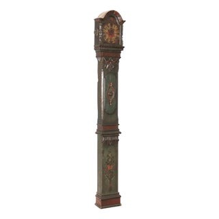 Grandfather Clock in Lacquered Fir Wood and Metal For Sale