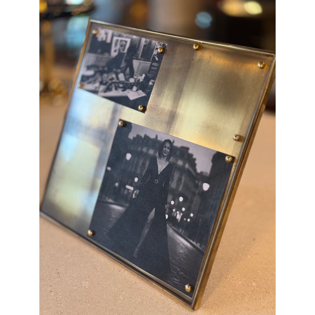 Modern Brass Magnetic Photo Frame With Decorative Studs For Sale - Image 3 of 11