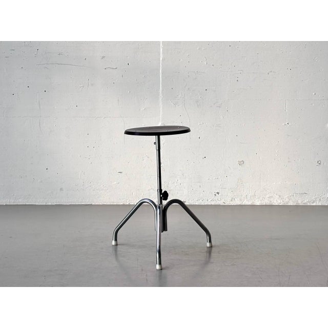 Industrial Brown Height-Adjustable Stool, 1970s For Sale - Image 4 of 13