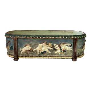 French Majolica Palissy Jardiniere With Puttis Musicians Circa 1880 For Sale