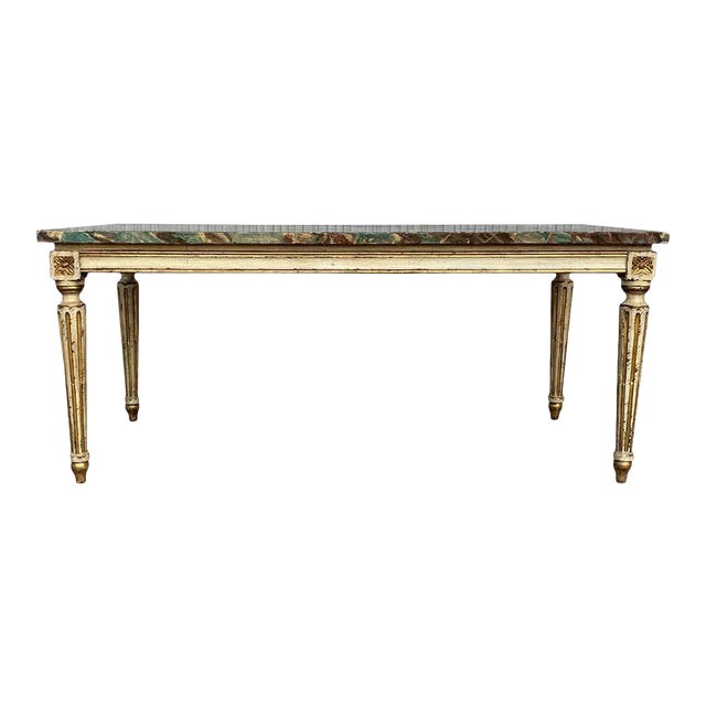 19th Century Venetian Parcel-Gilt Coffee Table With Faux Marble Top For Sale