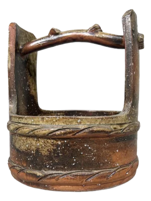Ceramic Shigaraki Well Ikebana Vase, 1950s