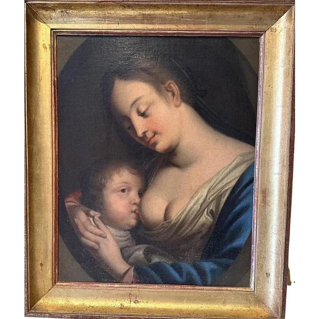 Flemish School Artist, Virgin of the Milk, 17th Century, Oil on Canvas, Framed For Sale - Image 7 of 7