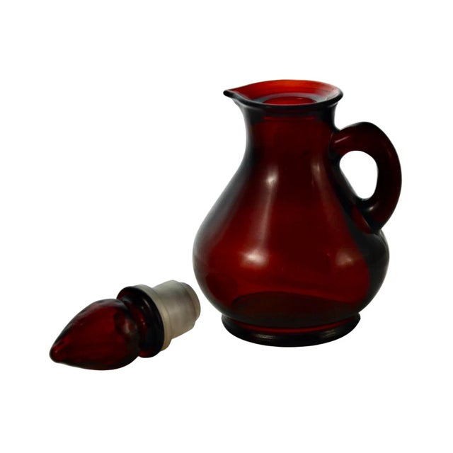 Mid 20th Century Red Ruby Glass Cruet Pitcher For Sale - Image 4 of 5