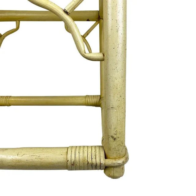 Square Yellow Chippendale Bamboo and Rattan Side Table With Glass For Sale - Image 4 of 5