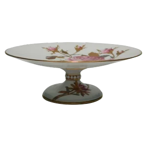German Dessert or Cake Plate Tazza With Gold Gilt