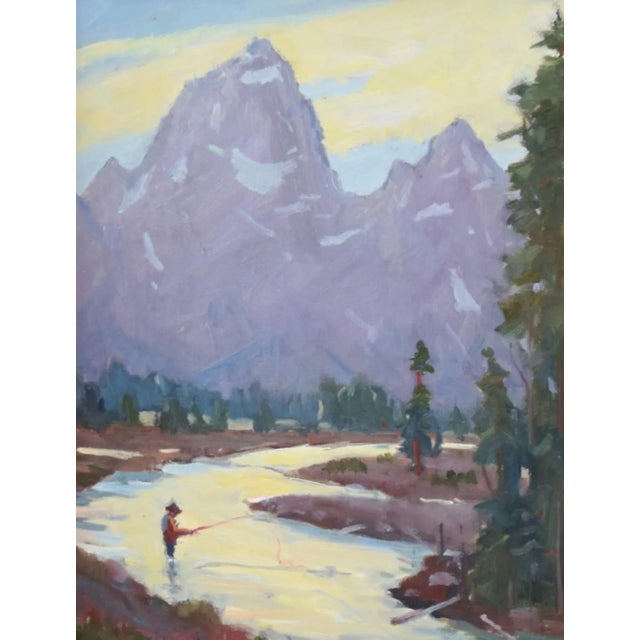 Silvio Silvestri, Listed Artist (1948-2018) Yosemite Valley California Fly-Fishing Landscape Painting W/ Ornate Antiqued Gold Frame For Sale - Image 4 of 10