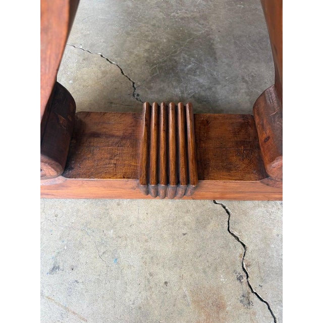 Spanish Colonial Revival Walnut Dining Table With Hand-Carved Scroll For Sale - Image 9 of 17