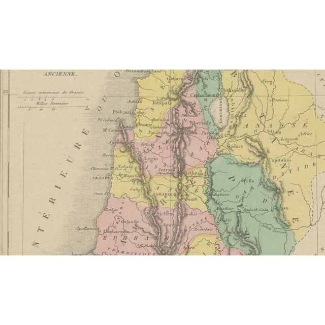 Paper Palestine Divided Into Tribes Map with Ancient Jerusalem, Paris, 1850s For Sale - Image 7 of 11