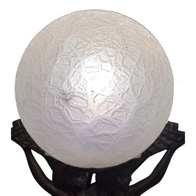 Beige Art Deco Table Lamp with Female Figure, 1930 For Sale - Image 8 of 10