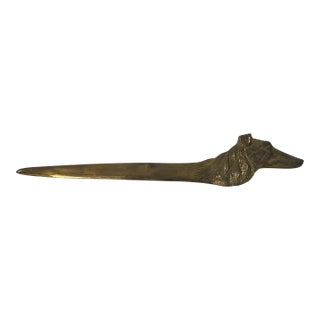 1980s Brass Dog Head Letter Opener by Virginia Metalcrafters For Sale