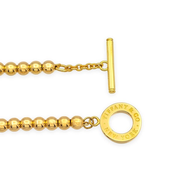 Mid 20th Century Tiffany & Co. Vintage 18k Yellow Gold Toggle Bead Bracelet 7" – 8.5" For Sale - Image 5 of 7
