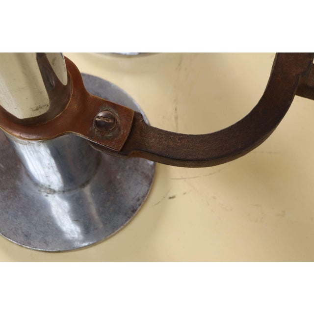 Pair of Art Deco Chrome and Copper Column Form Andirons For Sale - Image 16 of 18