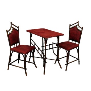 Asian Inspired Set of Bamboo Furniture, 1930s, Set of 3 For Sale