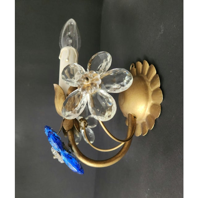 Gilt Floral Wall Lamps with Murano Glass Flowers, Italy, 1960s, Set of 2 For Sale - Image 10 of 18