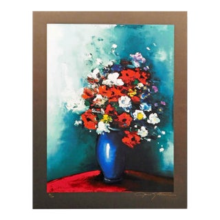 James Scoppettone "Sapphire Bouquet" Serigraph Hand Signed Make an Offer For Sale