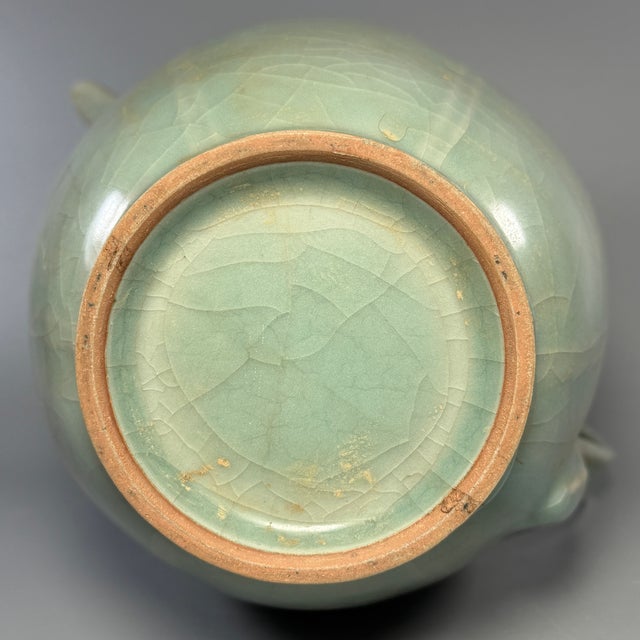 Ceramic Antique Chinese Longquan Celadon Ewer, Floral‑Decorated Handle For Sale - Image 7 of 7