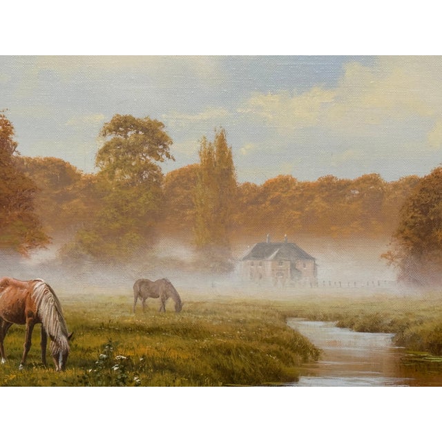 Late 20th Century River Landscape Scene with Horses in the English Countryside by David Morgan For Sale - Image 12 of 13
