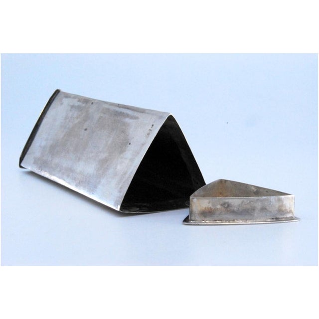 Plain Triangular Silver Toothpick Holder For Sale - Image 5 of 10