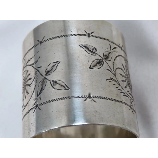 Silver Large Beautifully Hand Engraved Antique American Victorian Sterling Silver Napkin Ring For Sale - Image 8 of 13