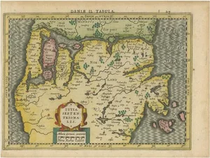 Antique Map of Northern Jutland by Kaerius, 1628