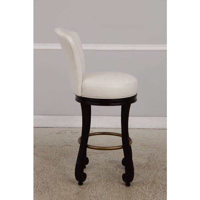 Set of 4 White Leather Revolving Seat Bar Stools For Sale In Philadelphia - Image 6 of 17