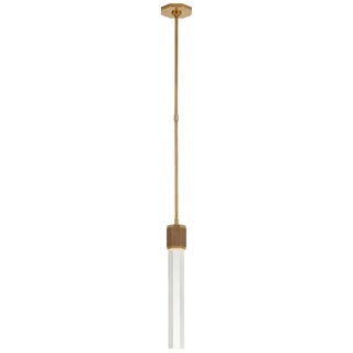 Lauren Rottet for Visual Comfort Signature Fascio Single Pendant in Hand-Rubbed Antique Brass with Crystal For Sale