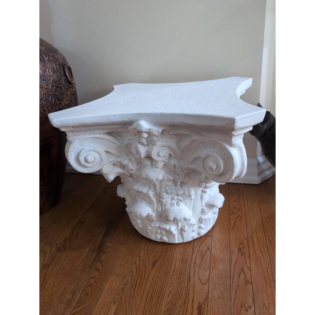 2020s Heavy Plaster Corinthian Capital Side Table For Sale - Image 5 of 6