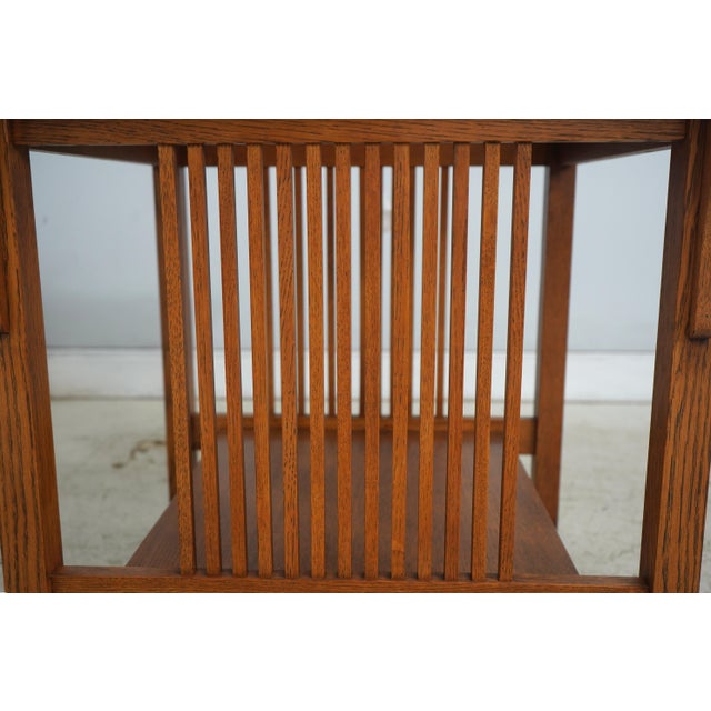 Brown Stickley Mission Oak Glass Top Lamp End Table For Sale - Image 8 of 13