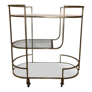 Arteriors Modern Antique Brass Finished Trainor Bar Cart For Sale