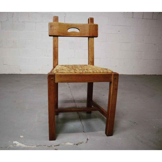 Rustic Dining Chairs in Oak and Rush, Spain, 1960s, Set of 6, in Good conditions. Designed 1920 to 1949